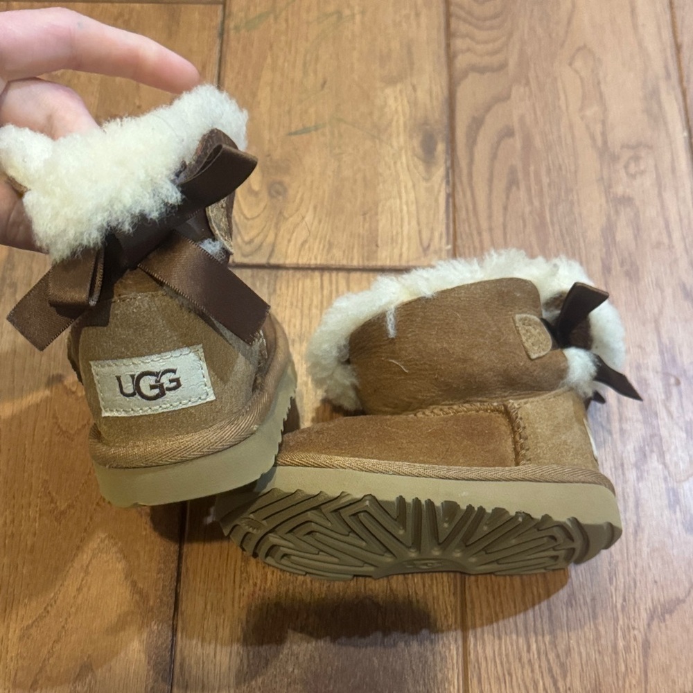 UGG Tan Shearling Boots with Bow
